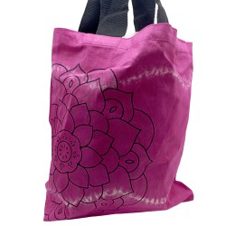 Bolsas de Algodón "Tie Dye" (170g) - 38x42x12cm -  Mandala - Magenta - Asa Negra