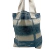 Saco de algodão natural com desenho Tie Dye (220g)- 38x42x12cm - Rectângulos cinzentos - Alça natural