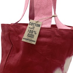 Bolsa de Algodon Natural con Diseño "Tie Dye" (220g)- 38x42x12cm - Flor Granate - Asa Rosa