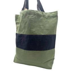 Bolsas de Algodón de Dos Tonos - 38x42x12cm - Verde y Negra - 280g