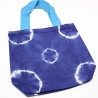 Saco de algodão natural Tie Dye (220g)- 38x42x12cm - Argolas azuis- Alça azul