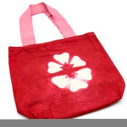 Bolsa de Algodon Natural con Diseño "Tie Dye" (220g)- 38x42x12cm - Flor Granate - Asa Rosa