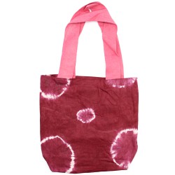 Saco de algodão natural com desenho Tie Dye (220g)- 38x42x12cm - Anéis castanhos - Alça...