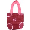 Saco de algodão natural com desenho Tie Dye (220g)- 38x42x12cm - Anéis castanhos - Alça cor-de-rosa