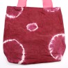 Saco de algodão natural com desenho Tie Dye (220g)- 38x42x12cm - Anéis castanhos - Alça cor-de-rosa