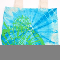 Sacos de algodão Tie Dye (170g) - 38x42x12cm - Concha - Azul e Verde - Alça Verde