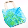 Sacos de algodão Tie Dye (170g) - 38x42x12cm - Concha - Azul e Verde - Alça Verde