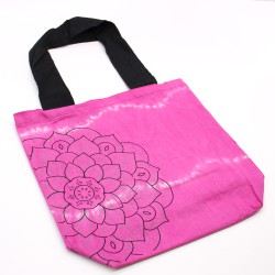 Sacos de algodão Tie Dye (170g) - 38x42x12cm - Mandala - Magenta - Alça preta