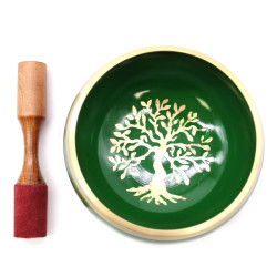 Conjunto de taças tibetanas grandes - Árvore da Vida - Verde 14cm