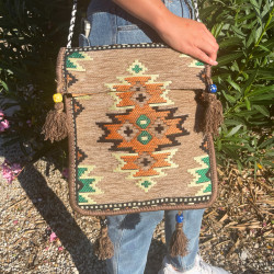 Bolso bandolera de festival Kilim beige