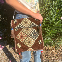 Saco de mensageiro de festival Kilim chocolate