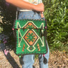 Saco de festa Kilim verde-esmeralda a tiracolo