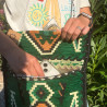 Saco de festa Kilim verde-esmeralda a tiracolo