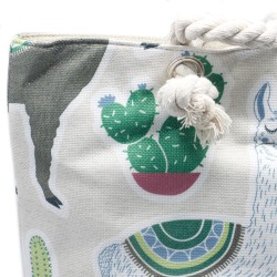 Bolso shopper con asa de cuerda - Llamas