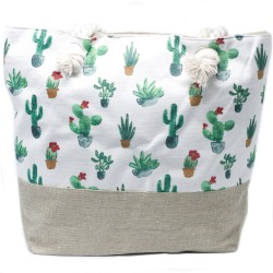 Saco de compras com pega de corda - Mini Cactus