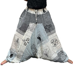 Calças para ioga e festivais - Aladdin Himalayan Print em cinzento