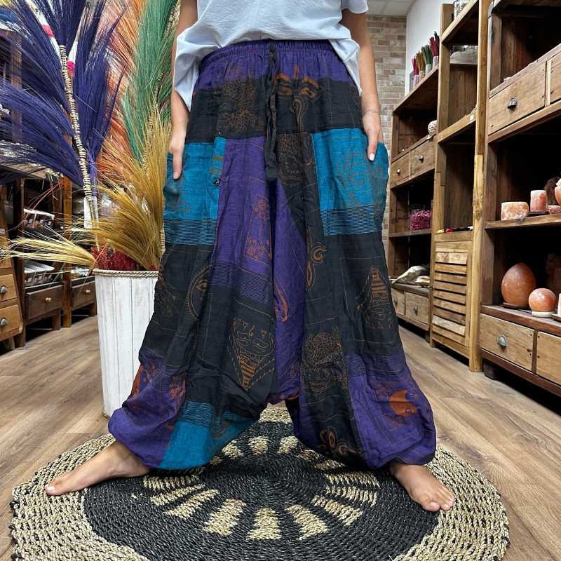 Calças para ioga e festivais - Aladdin Himalayan Print em roxo