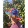 Sombrero de festival boho de cáñamo y algodón con parches y aros - Tiedye