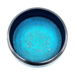 Cuenco tibetano Earth Powder - Cinco Budas Mantra Azul - 16 cm