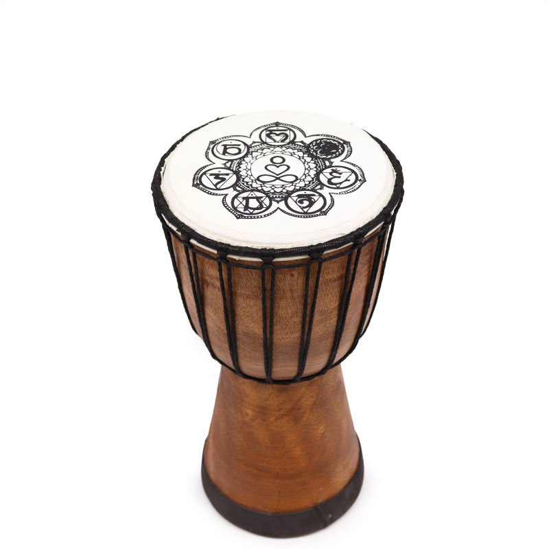 Tambor de djembe feito à mão com tampo largo - 30cm