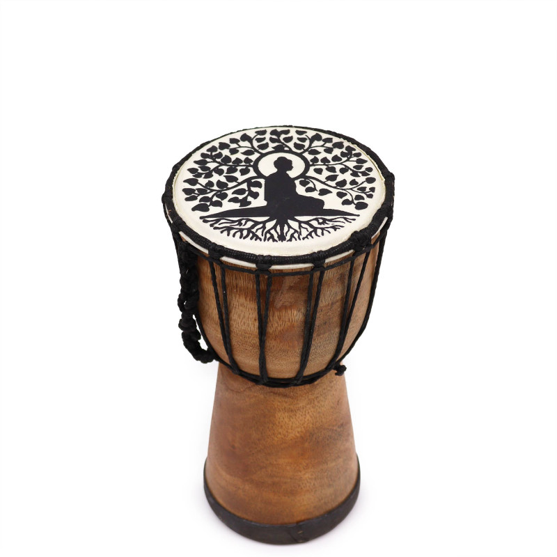 Tambor de djembe feito à mão com tampo largo - 25cm