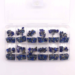 Mini árvore de pedras preciosas numa base de orgonite - Sodalite (15 pedras)