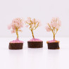 Mini árbol de piedras preciosas sobre base de madera - Cuarzo rosa (15 piedras)