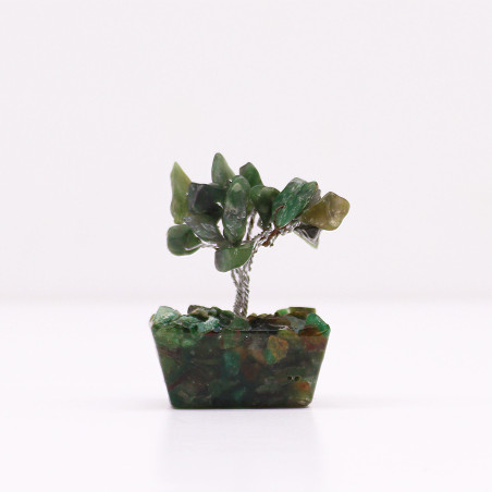 Mini árbol de piedras preciosas sobre base de orgonita - Aventurina verde (15 piedras)