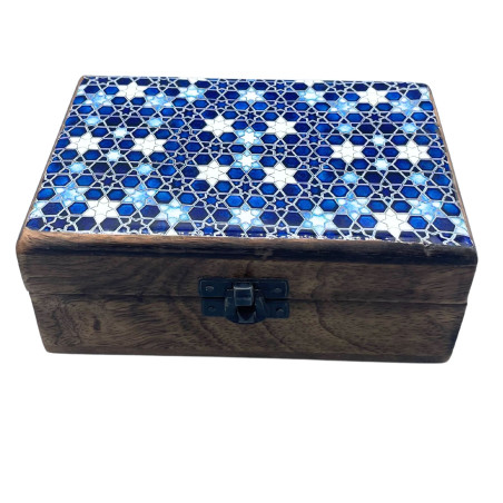 Caixa média em cerâmica esmaltada - 15x10x6cm - Blue Stars