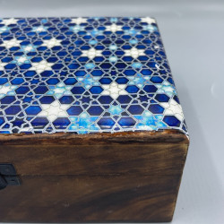 Caja Grande de Cerámica Esmaltada - 20x15x7.5cm - Estrellas Azules