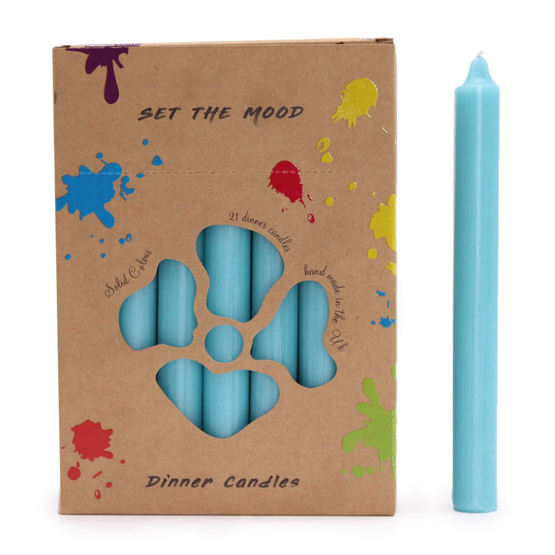 Juego de Velas de Mesa de Color Sólido - Pack de 21 - Aqua Rústico