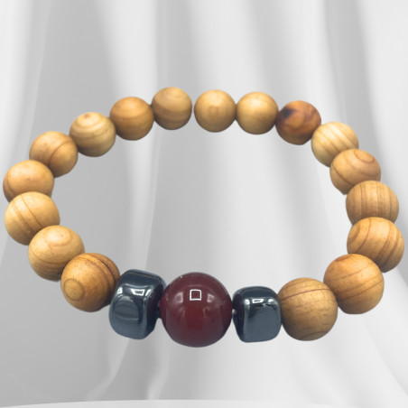 Pulsera  de Cedro - Chakra Raíz - Jaspe Rojo