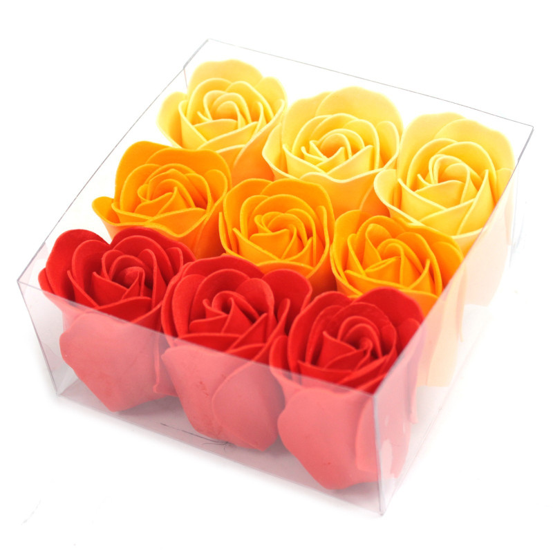 Set de 9 flores de Jabón - rosas melocotón