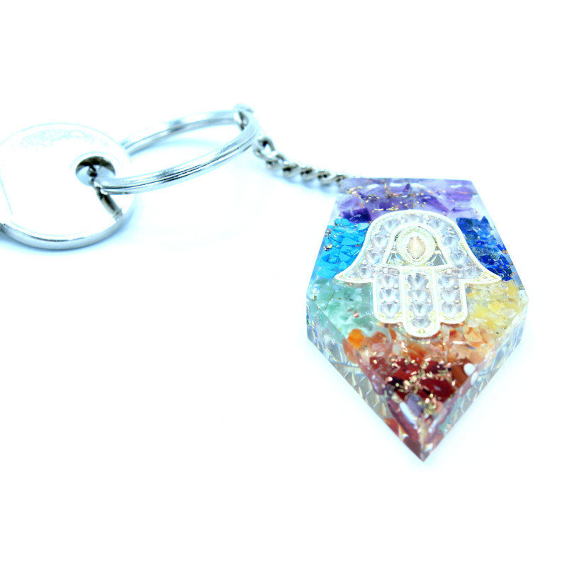 Llavero de poder de orgonita - Piedras Preciosas Chakra Hamsa