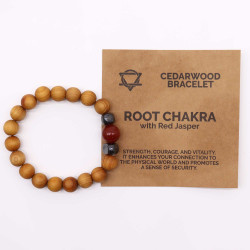 Pulsera  de Cedro - Chakra Raíz - Jaspe Rojo