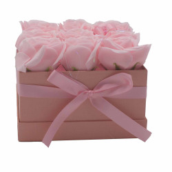 Caja de Regalo - Flor de Jabón  9 Rosas Rosas - cuadrado