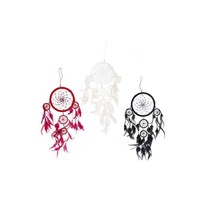 Bali Dreamcatcher Large Hoop - Preto/branco/vermelho (cores sortidas)