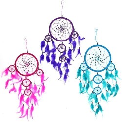 Argola grande Bali Dreamcatcher - Turquesa/Rosa/Púrpura (cores sortidas)