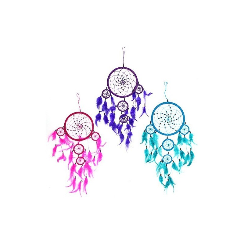 Argola grande Bali Dreamcatcher - Turquesa/Rosa/Púrpura (cores sortidas)