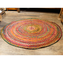 Alfombra Redonda de Yute y Algodón Reciclado - 150 cm