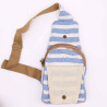 Bolso Bandolera de Algodon Natural - Azul y Blanco