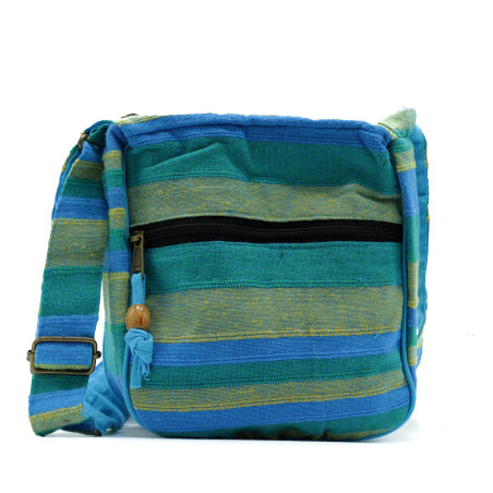 Bolso Bandolera Nepal (Correa Ajustable) -  Primavera Meadows Verde y Azul