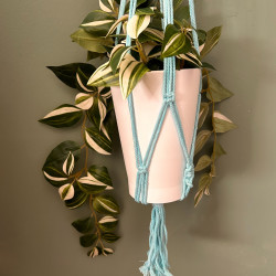 Macrame Pot Soporte Clásico- Maceta Med Azul Pólvora