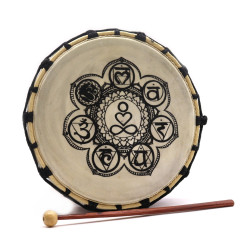 Tambor Chamanico Chakra con Baqueta - 25cm