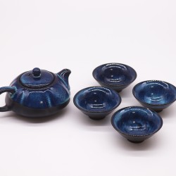 Set de Tetera - Tonos azules - Tetera & Cuatro Tazas