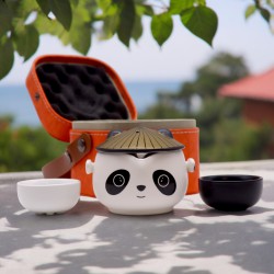 Set de tetera-Panda - Dos tazas & Estuche de viaje