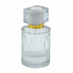 Frascos de vidrio para perfume con pulveridaor y tapa blanco 50 ml