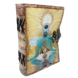 Cuaderno de Cuero - Buda 7 Chakras - 12,5x17,5cm