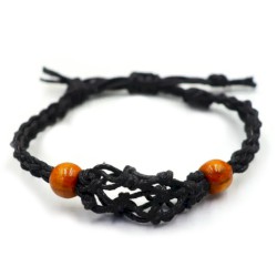 Pulsera de Macrame para Piedras Preciosas 20-28cm - Negro