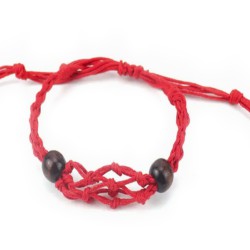 Pulsera de Macrame para Piedras Preciosas 20-28cm - Rojo